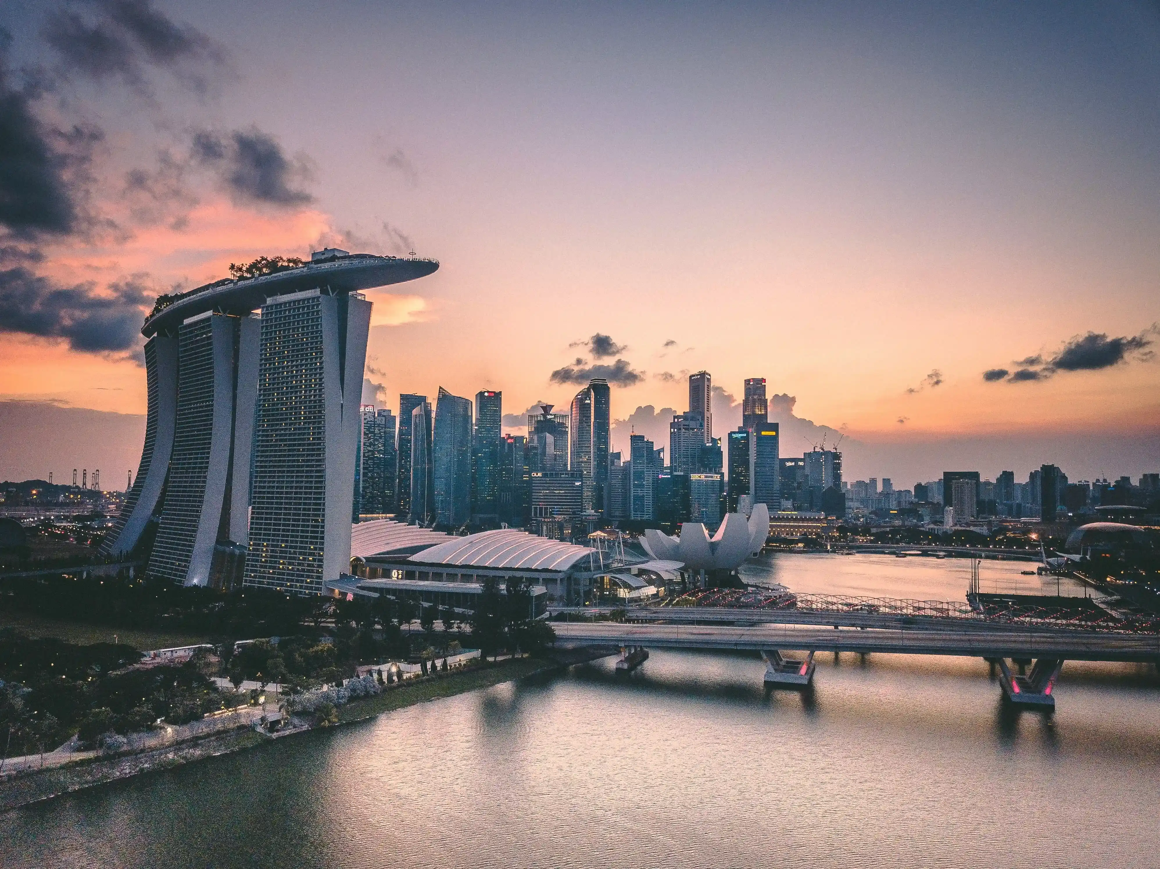 Singapore Marina Bay skyline at twilight